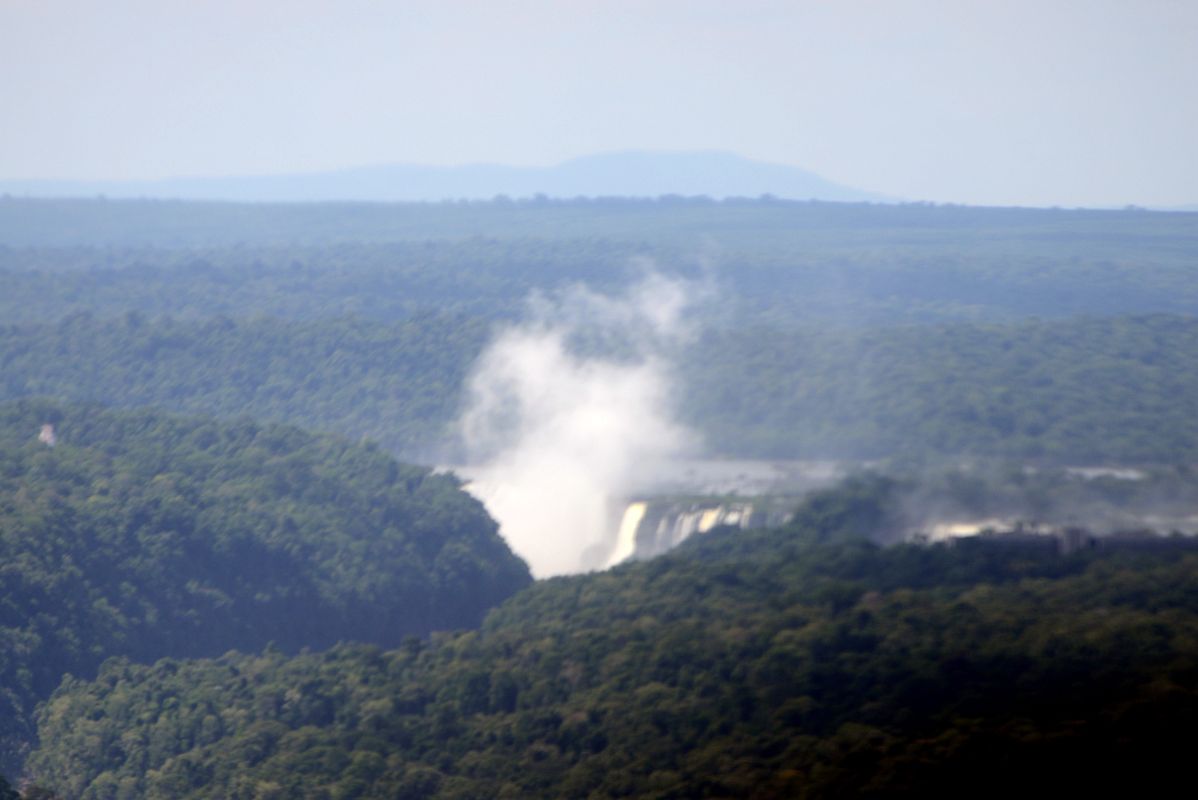 07 The First View Of The Spray From The Falls From Helicopter Tour To Brazil Iguazu Falls